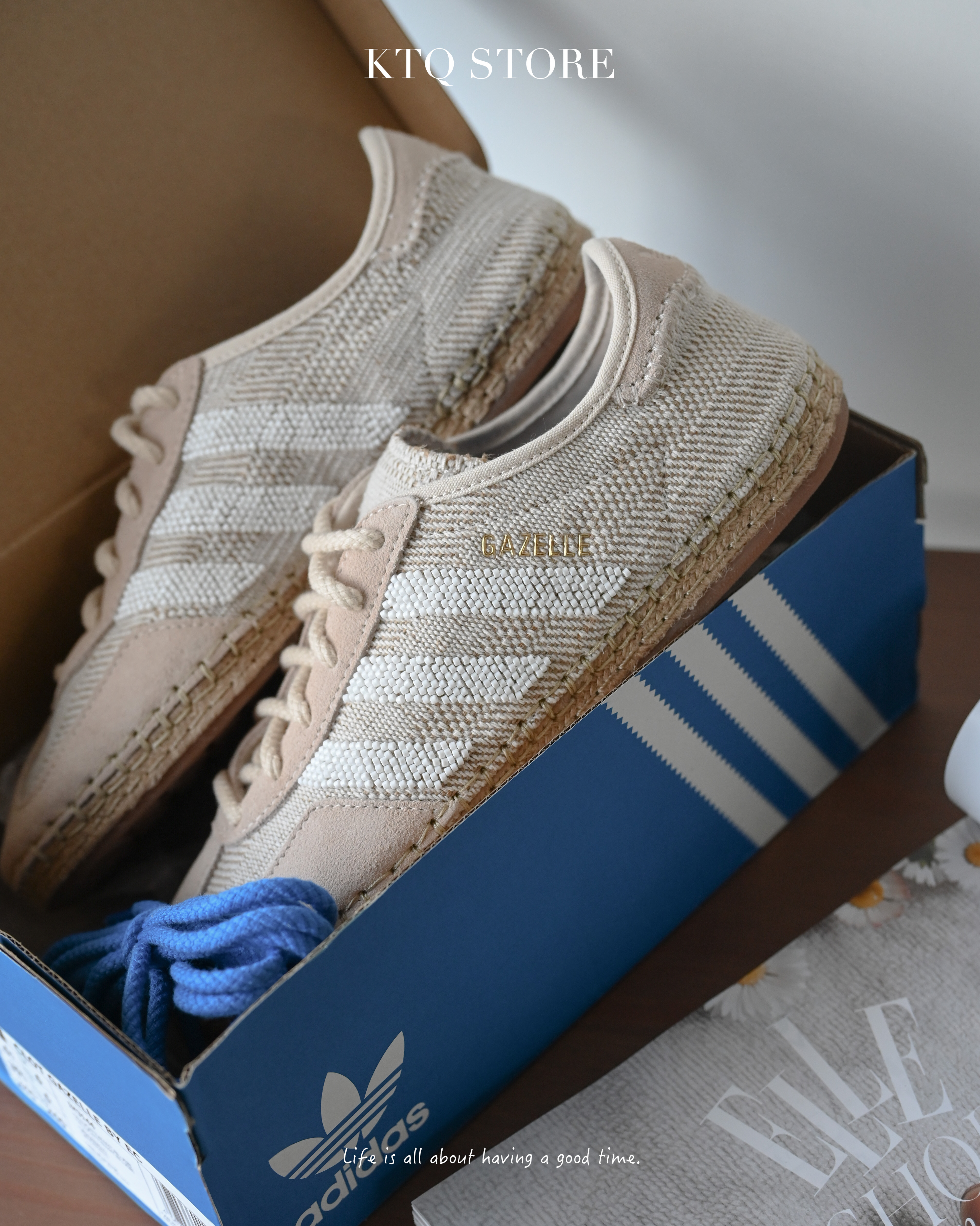 KTQ STORE ‧ Clot x Adidas Gazelle "Halo Ivory" 棉麻米色 IH3144