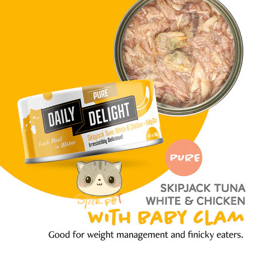 Daily Delight Pure Salmon+Skipjack Tuna+Chicken canned cat food 80g