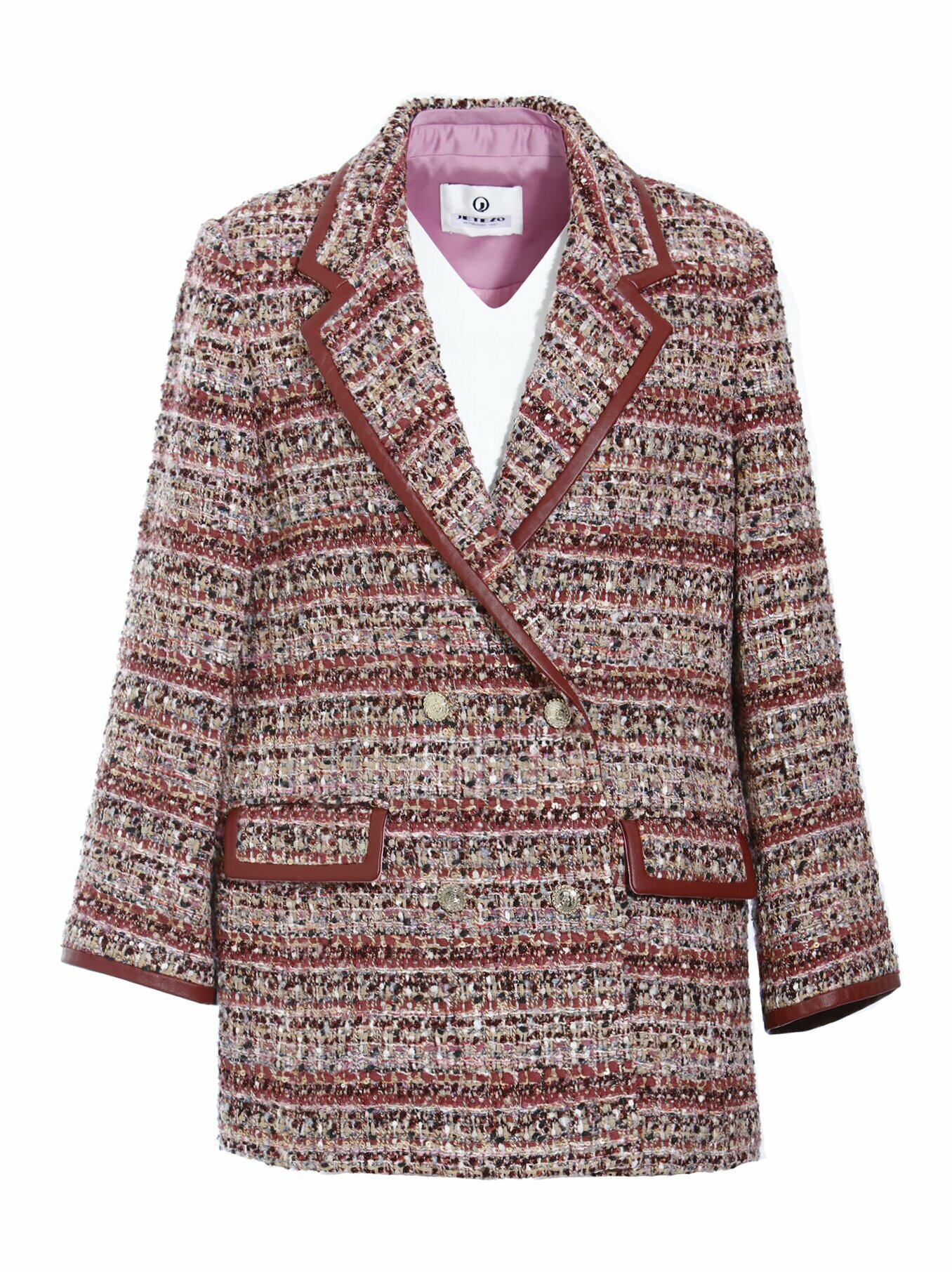 BD15137D1 暖磚街道雙排釦粗花呢復古外套