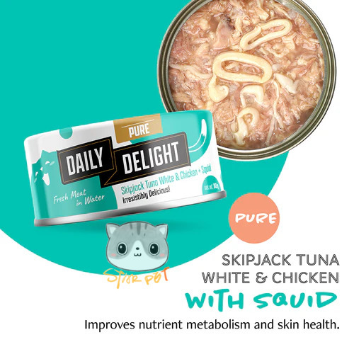 Daily Delight Pure Squid+Skipjack Tuna+Chicken canned cat food 80g