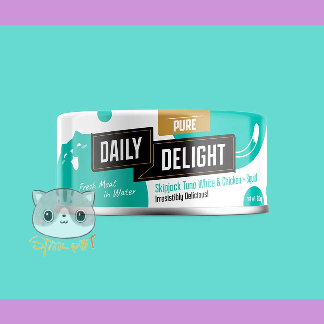 Daily Delight Pure Squid+Skipjack Tuna+Chicken canned cat food 80g