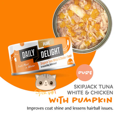 Daily Delight Pure Pumpkin+Skipjack Tuna+Chicken canned cat food 80g