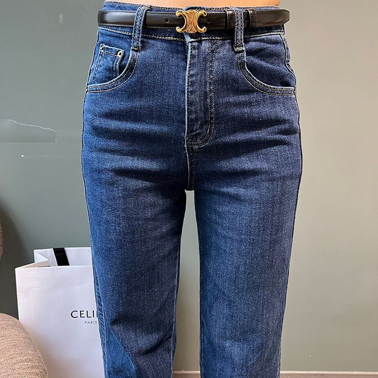 【超顯瘦】舒適顯瘦高腰直筒落地牛仔褲