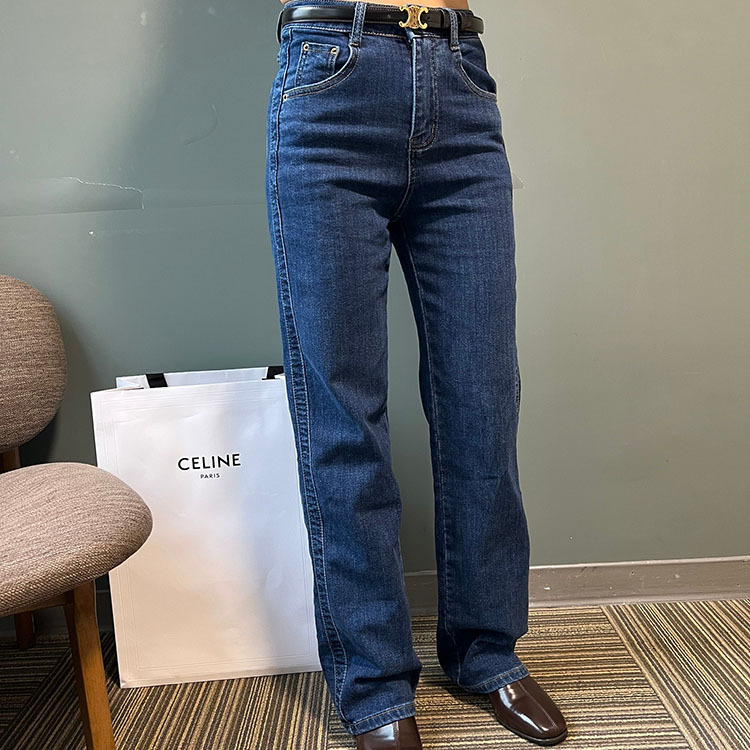 【超顯瘦】舒適顯瘦高腰直筒落地牛仔褲