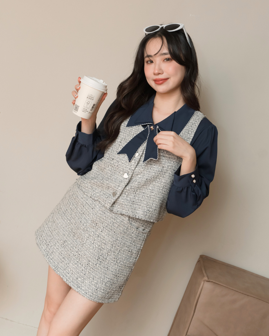 輕奢小香風背心套裝