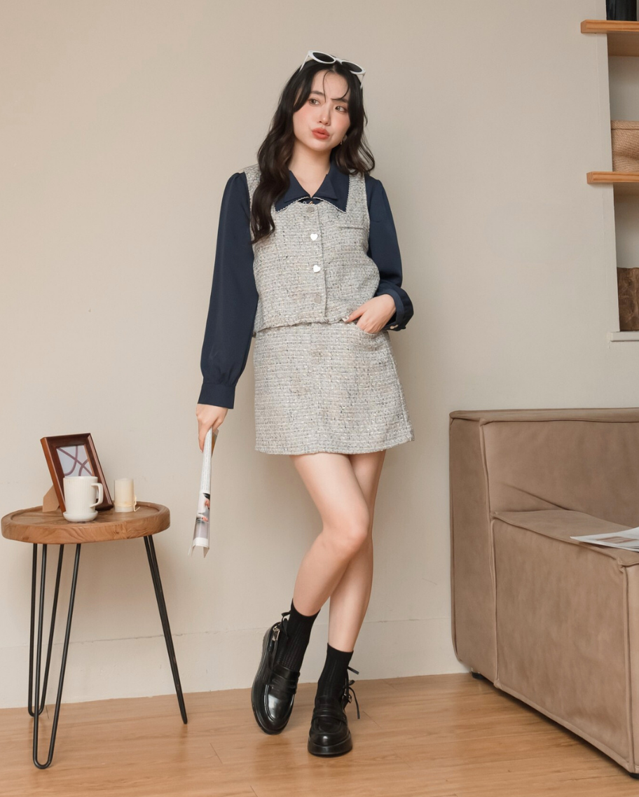 輕奢小香風背心套裝