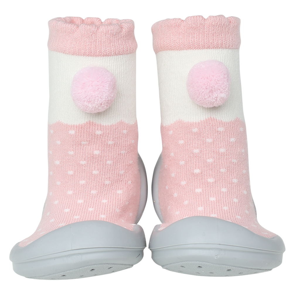 Kinderspel 韓國 套腳腳襪型學步鞋(13cm)｜球球糖果粉