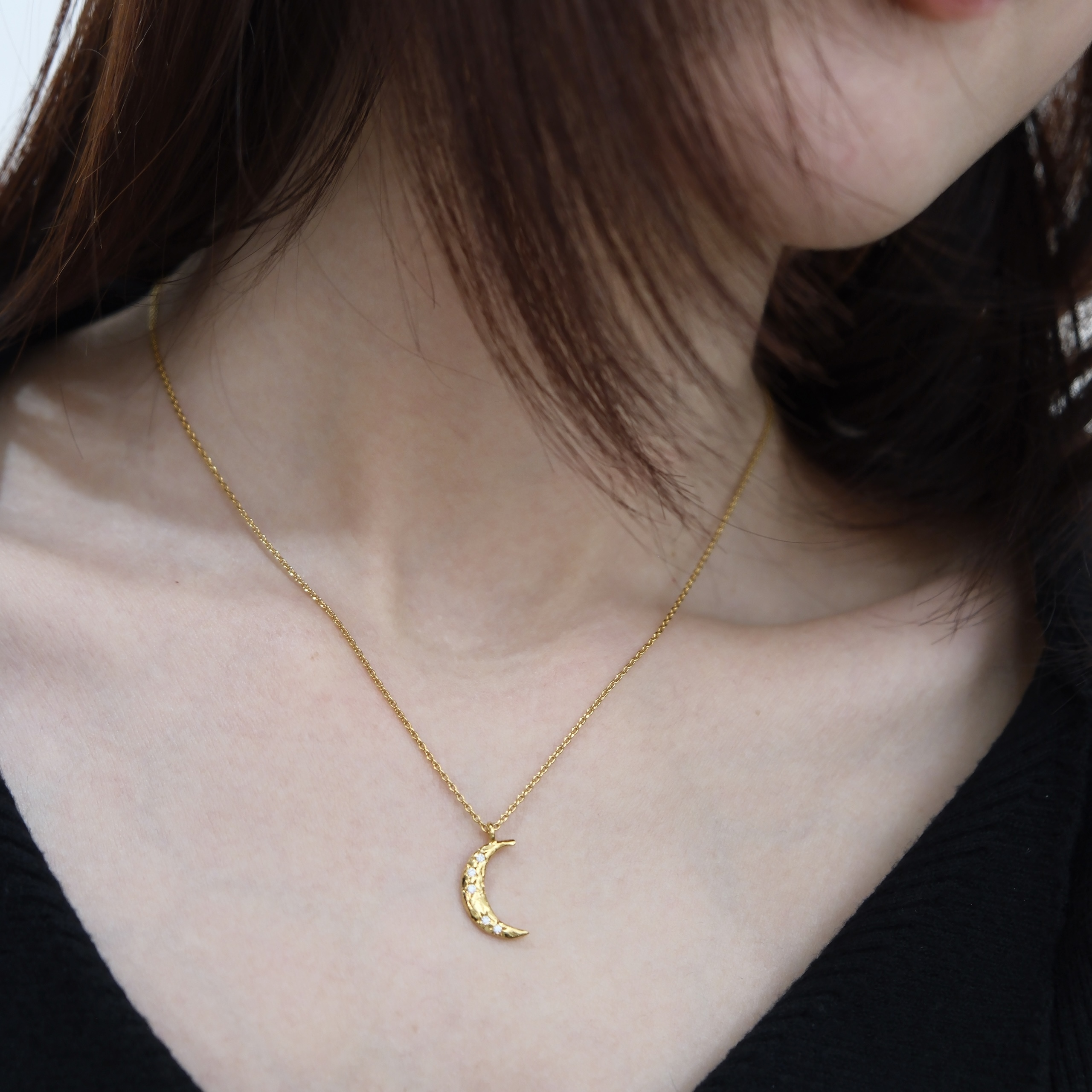 LISA ANGEL-金色水晶新月項鍊
