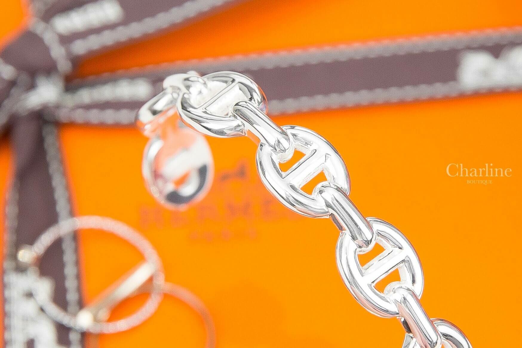Hermès Chaine D'ancre Enchainee Bracelet, Medium Model 銀色中型θ開口銀飾手環
