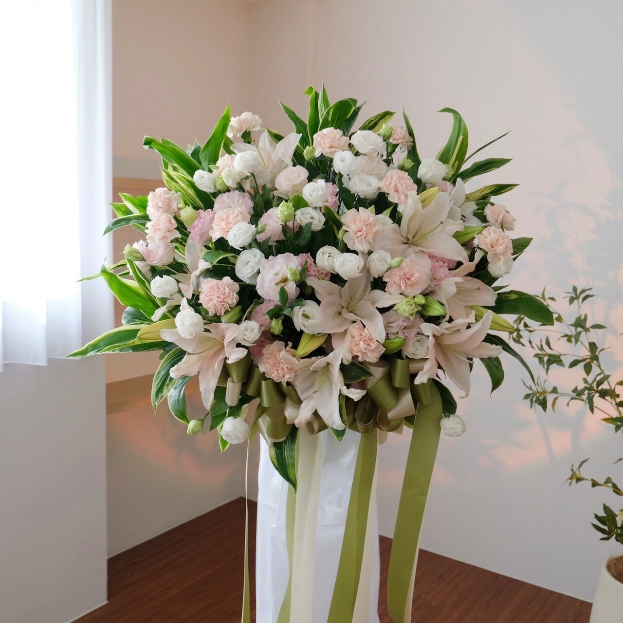 白粉色系 經典高架花籃 簡約款