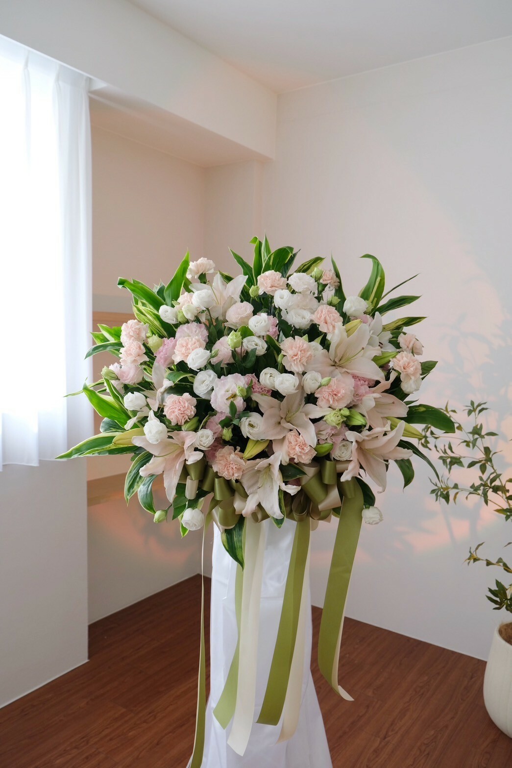 白粉色系 經典高架花籃 簡約款