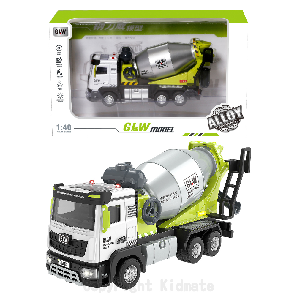 《 KIDMATE 》 1:40 合金迴力水泥車(綠)