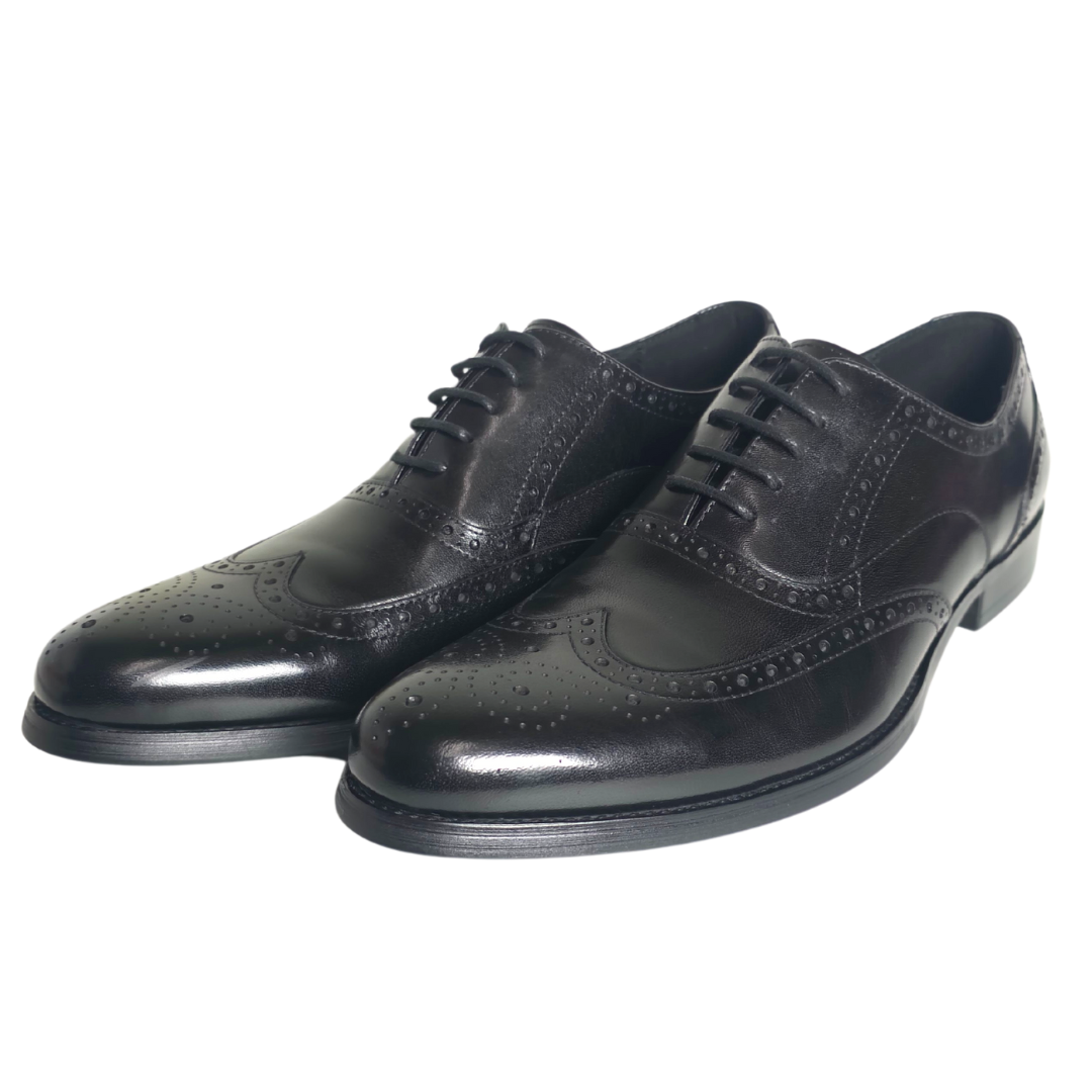 Revic 男裝皮鞋 | OF-33BK｜翼紋 雕花 黑色牛津皮鞋