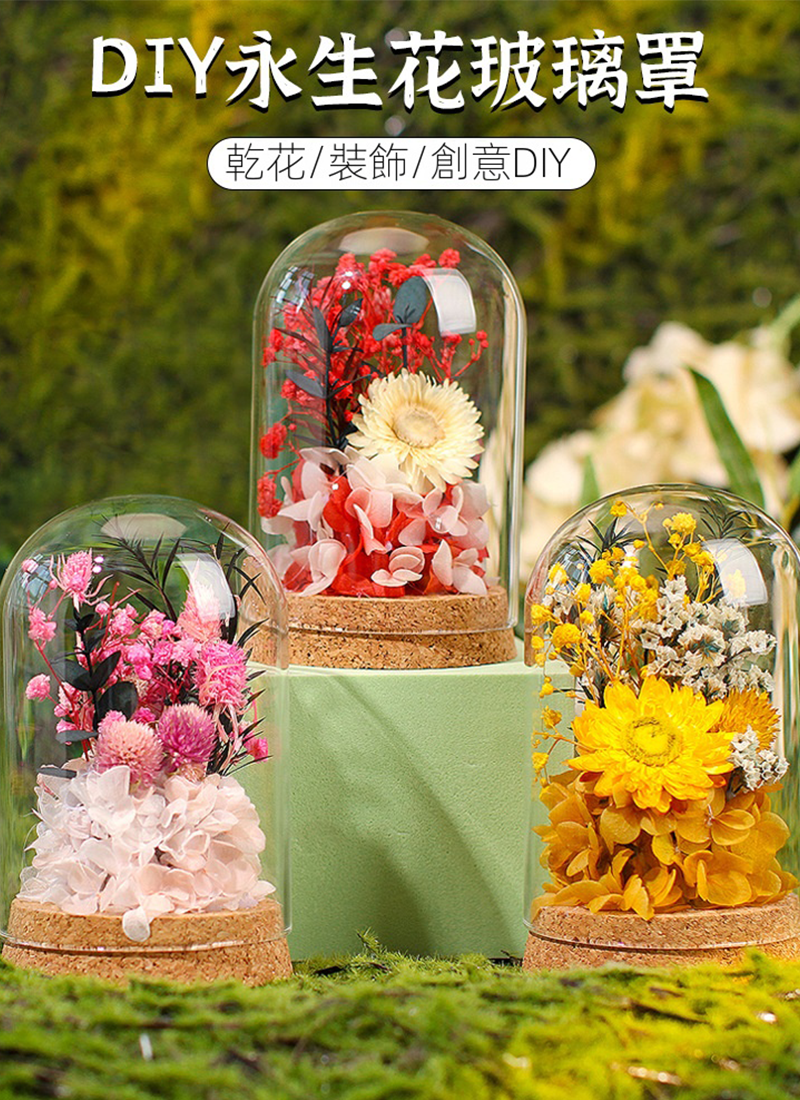 DIY蝶玻璃罩裝飾擺飾乾燥花材料包 D1663