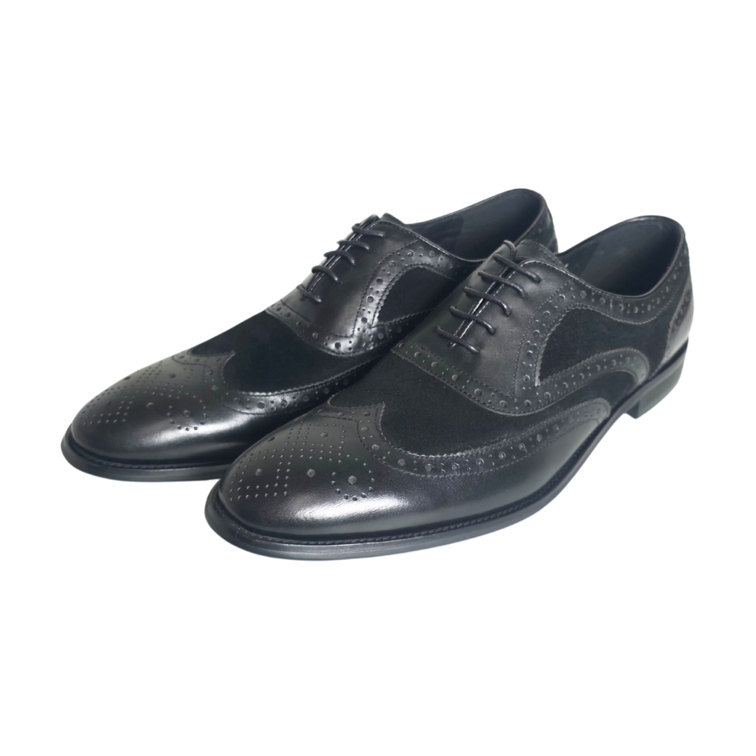 Revic 男裝皮鞋 | OF-13BK | 黑色橫飾牛津皮鞋