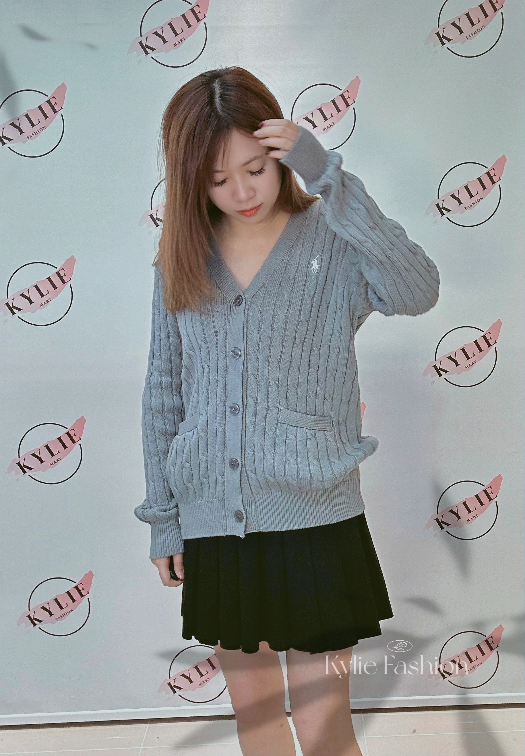 Ralph Lauren 灰色 開胸 針織外套 女款