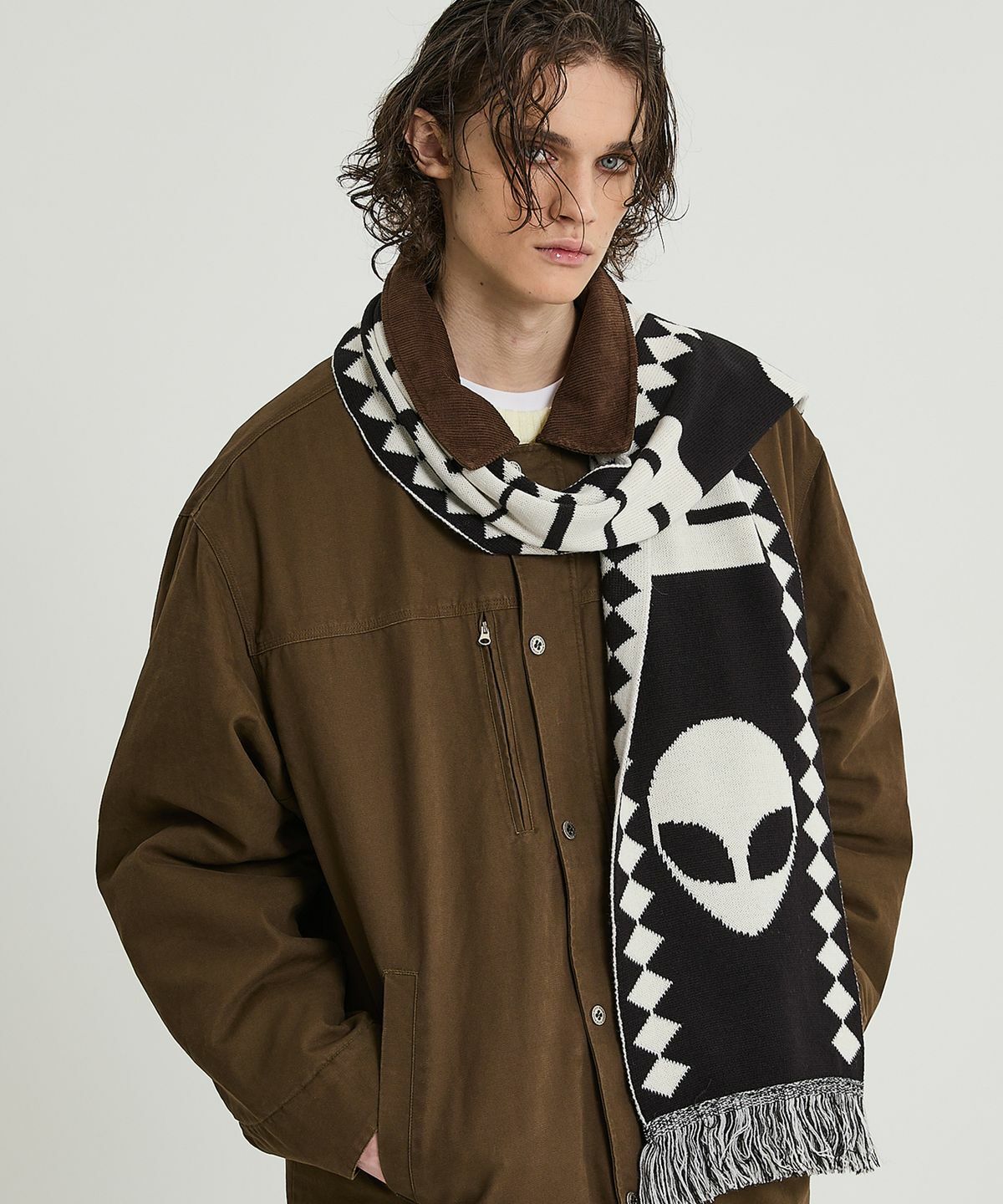 HOODHOOD Reversible Logo Knit Muffler Black (黑白雙面)