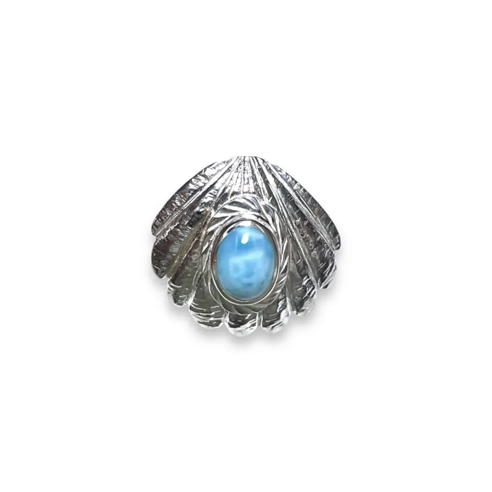 鳴島翔 Shell Concho with gem (Larimar/ SV bezel)