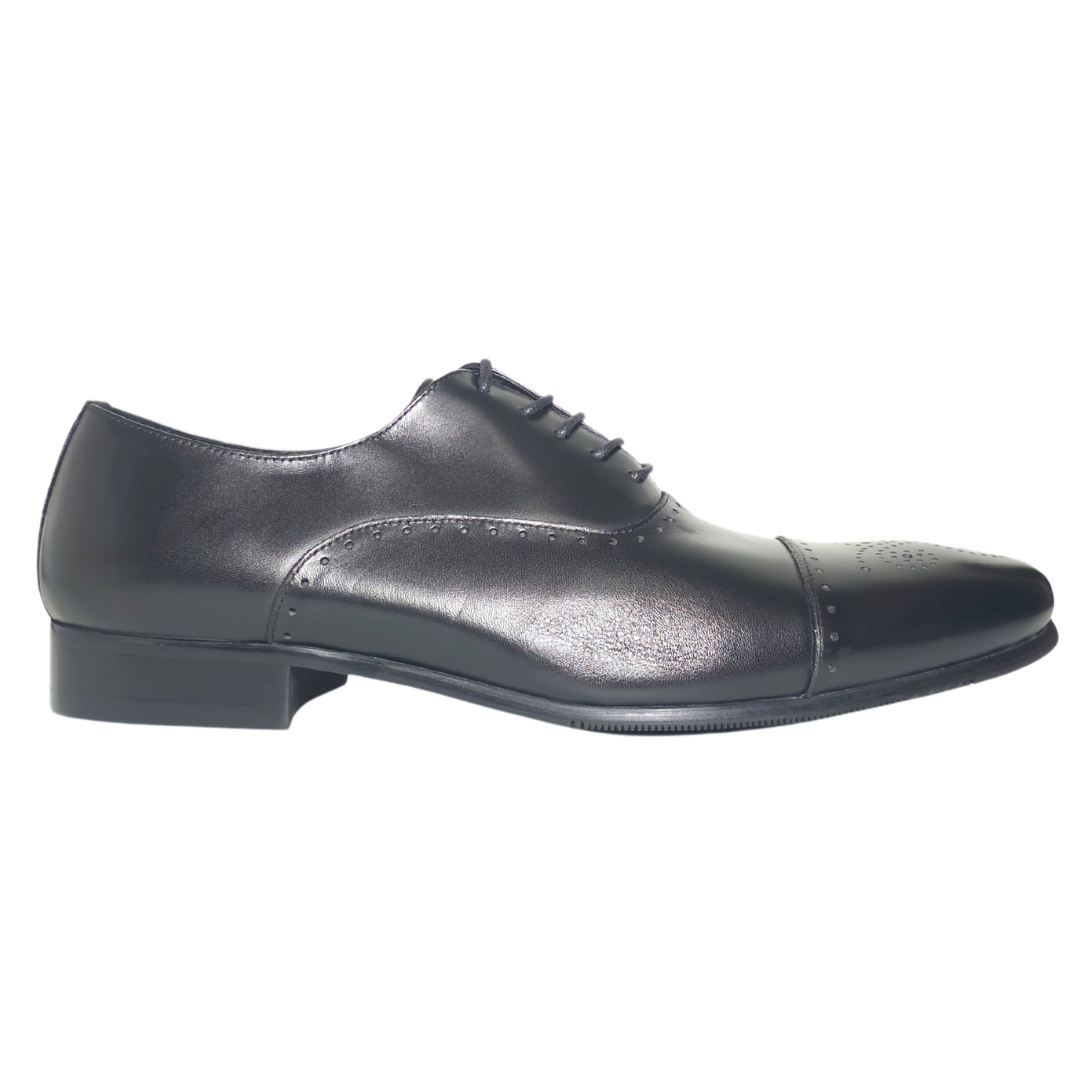 Revic 男裝皮鞋 | TCF-41-21BK｜黑色橫式雕花牛津皮鞋