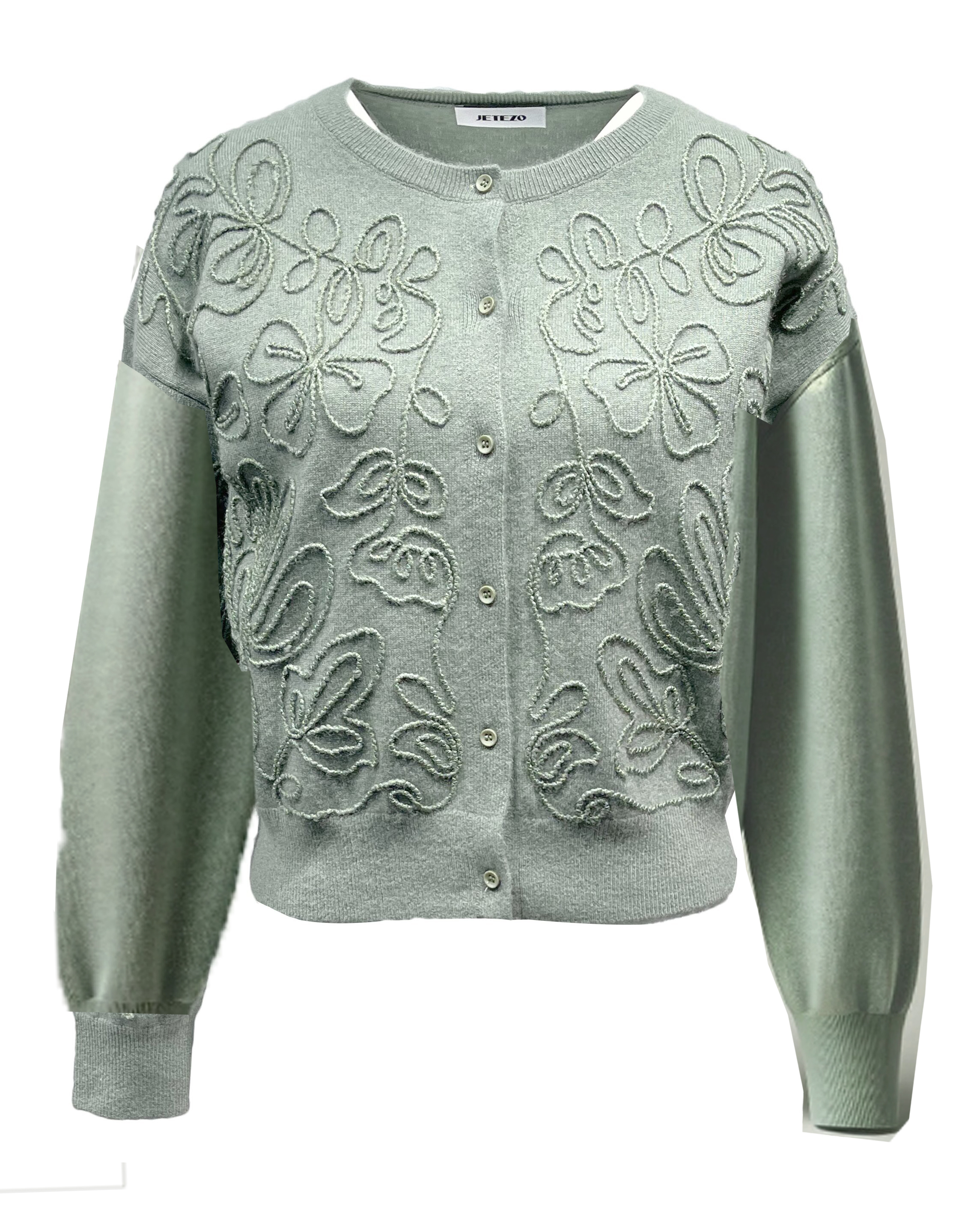 BD15256D1 花瓣軌跡立體花形壓線針織外套 (2色)