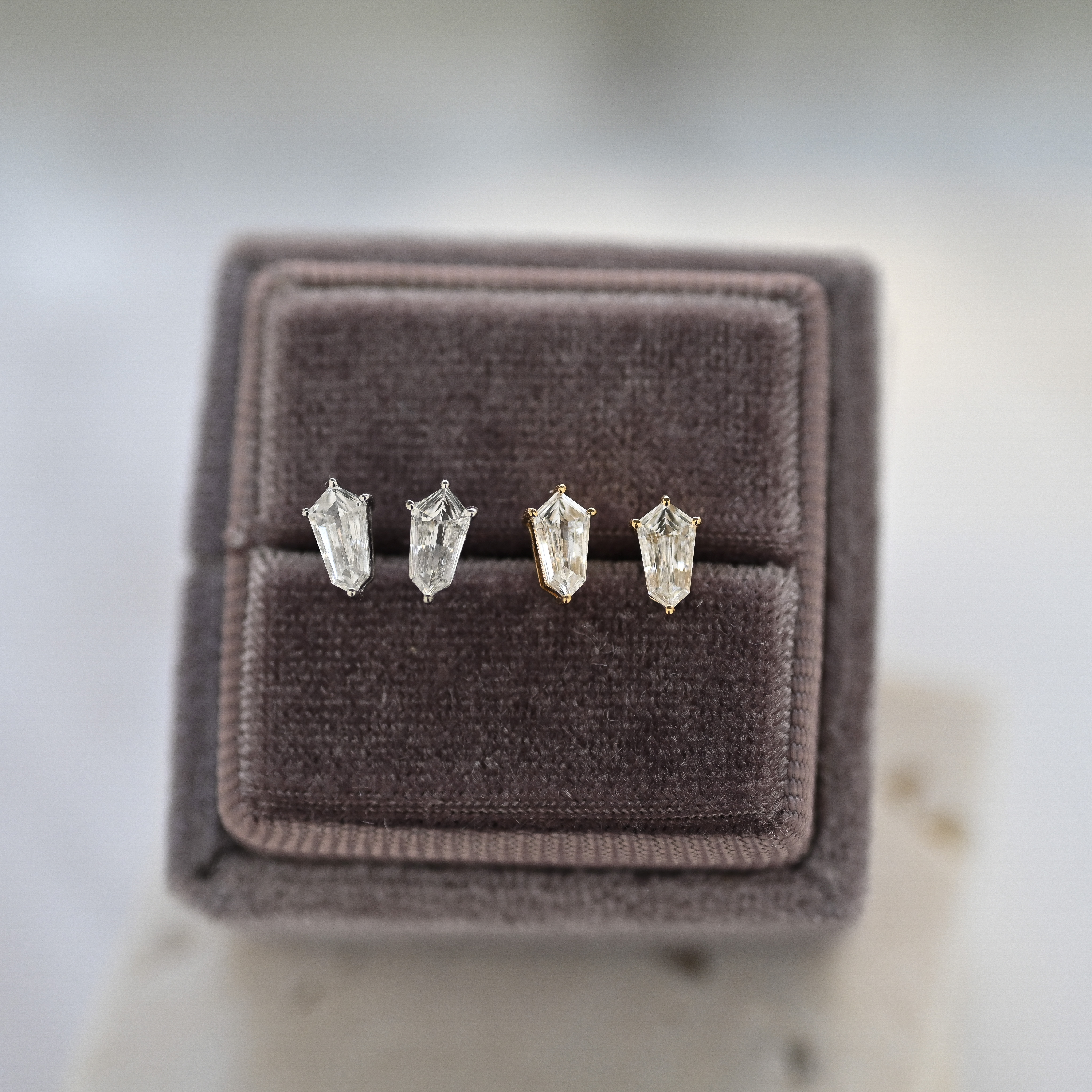 18K Single Pc Shield cut Diamond Earring