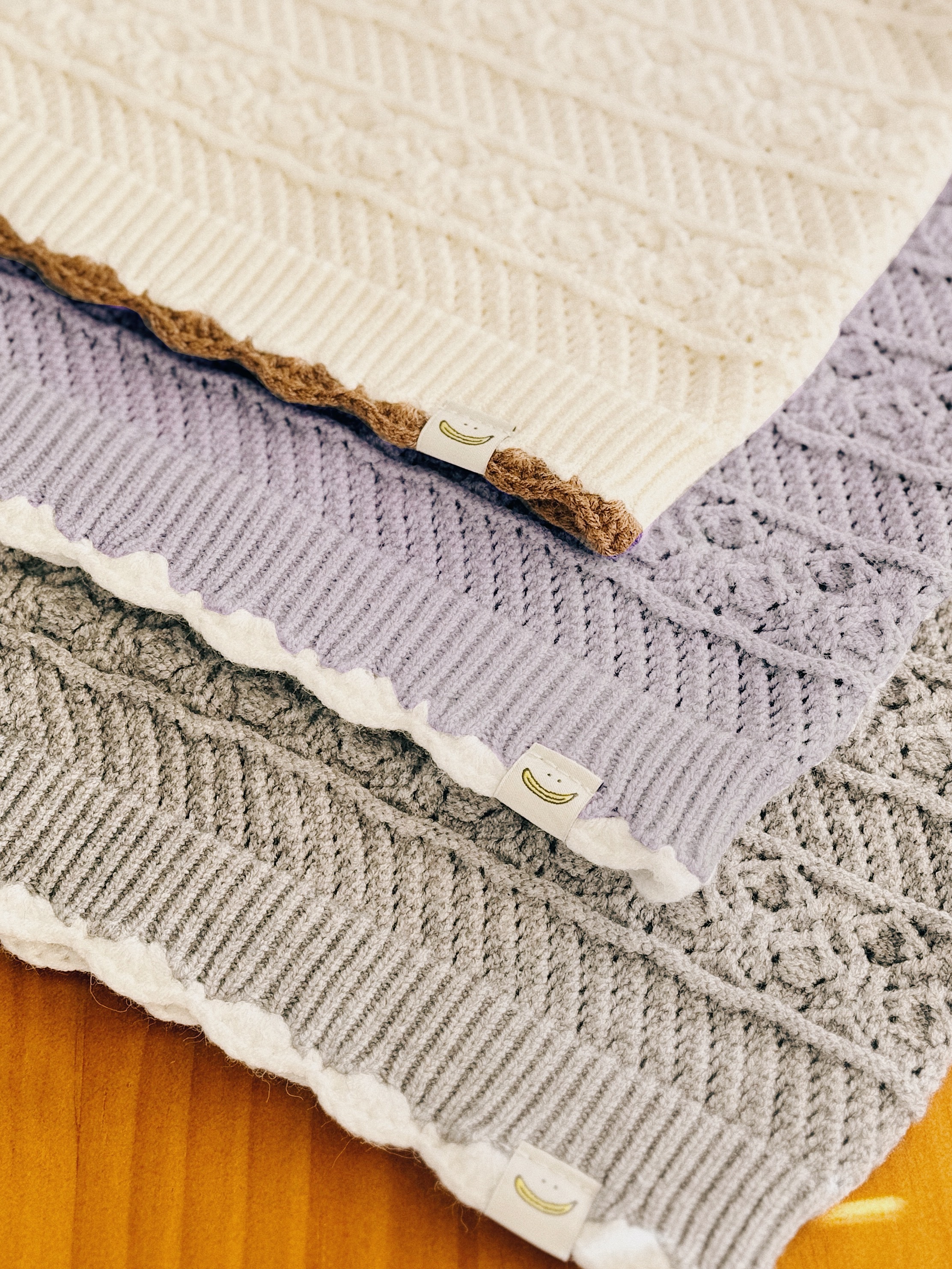 三色 / 鈎花拼色包邊針織外套 / Crochet Mixed Color Knitted Jacket