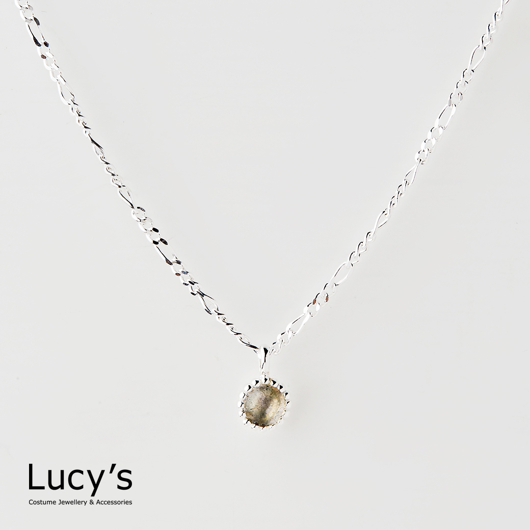 925純銀 花邊拉長石 項鍊 (122229)