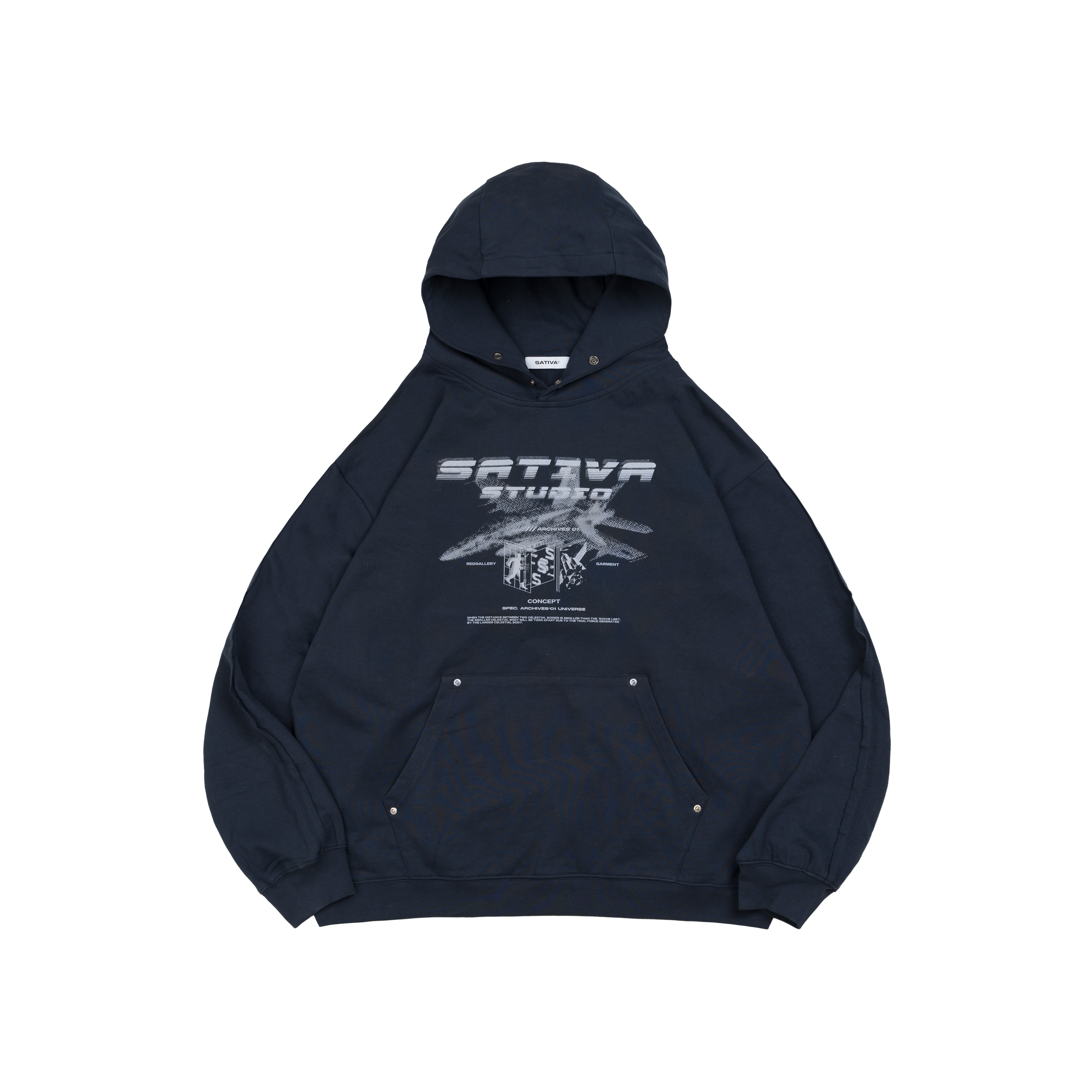 SATIVA ROG-03 “Turbojetic Field” Hoodie 卯釘釦 帽T 黑 深藍