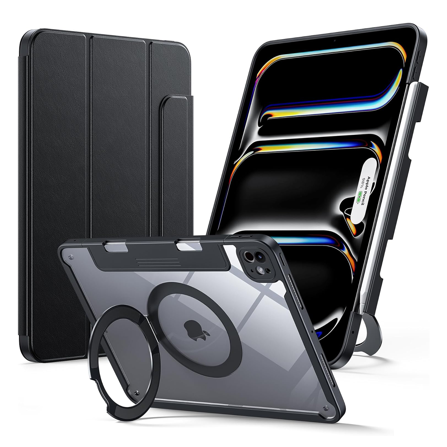 XPRO - Clear Stand Modern - iPad Case 磁吸皮革蓋面高度防撞透明筆槽平板保護硬殼