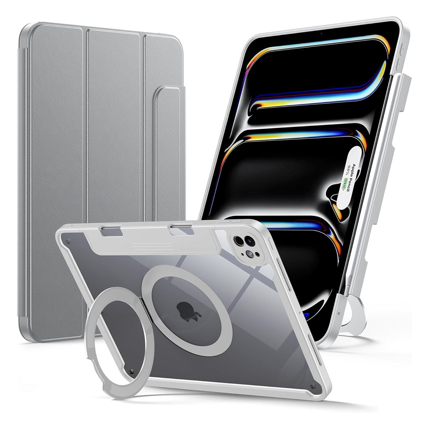 XPRO - Clear Stand Modern - iPad Case 磁吸皮革蓋面高度防撞透明筆槽平板保護硬殼