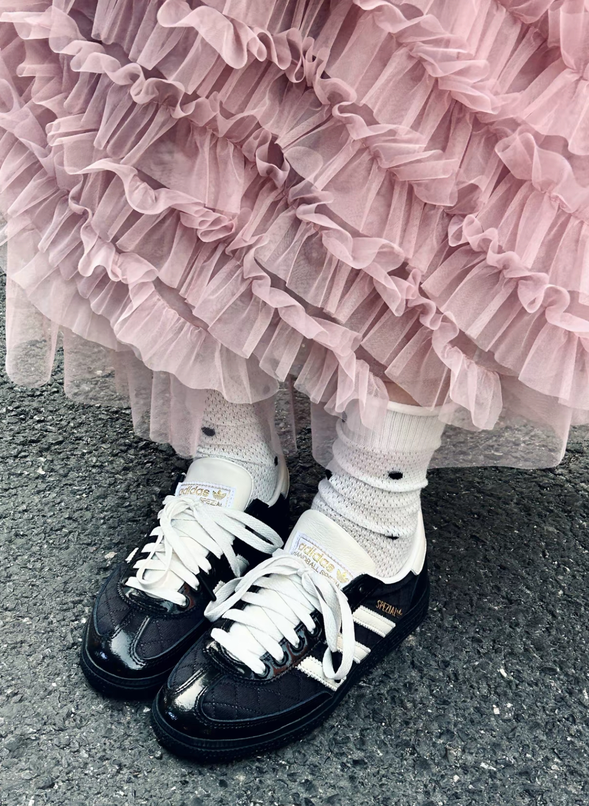 Adidas Originals Handball Spezial 黑白小香風2.0 菱格紋 漆皮 拼接 德訓鞋 JP5669/預購