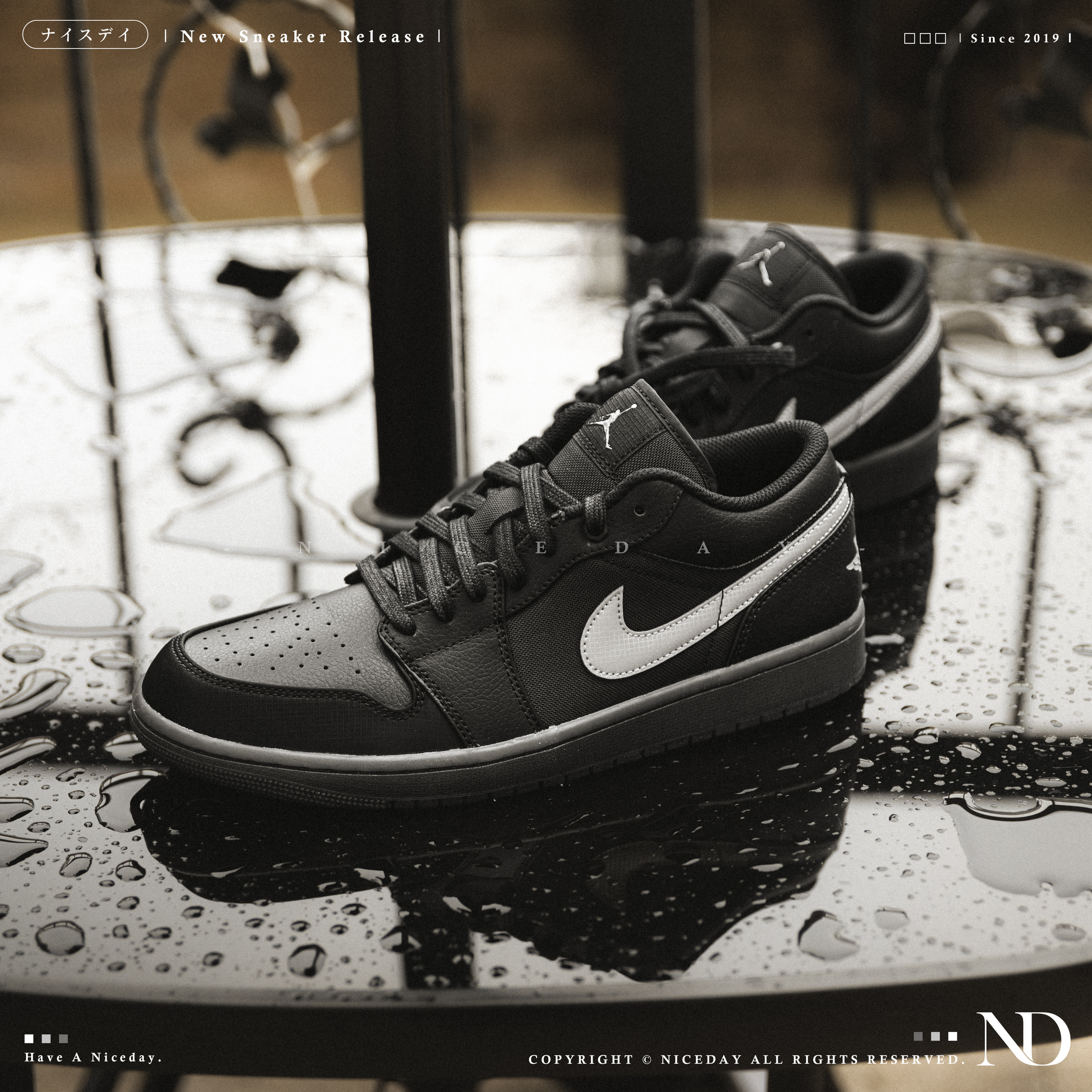 NICEDAY 現貨 Air Jordan 1 Low 月光黑 黑武士 黑銀 銀勾 男款 HV5968-001