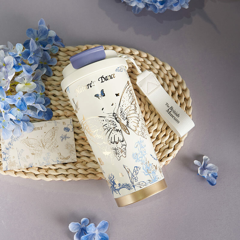 大英博物館｜博物志系列｜藍金蝴蝶便攜咖啡保冷保溫杯