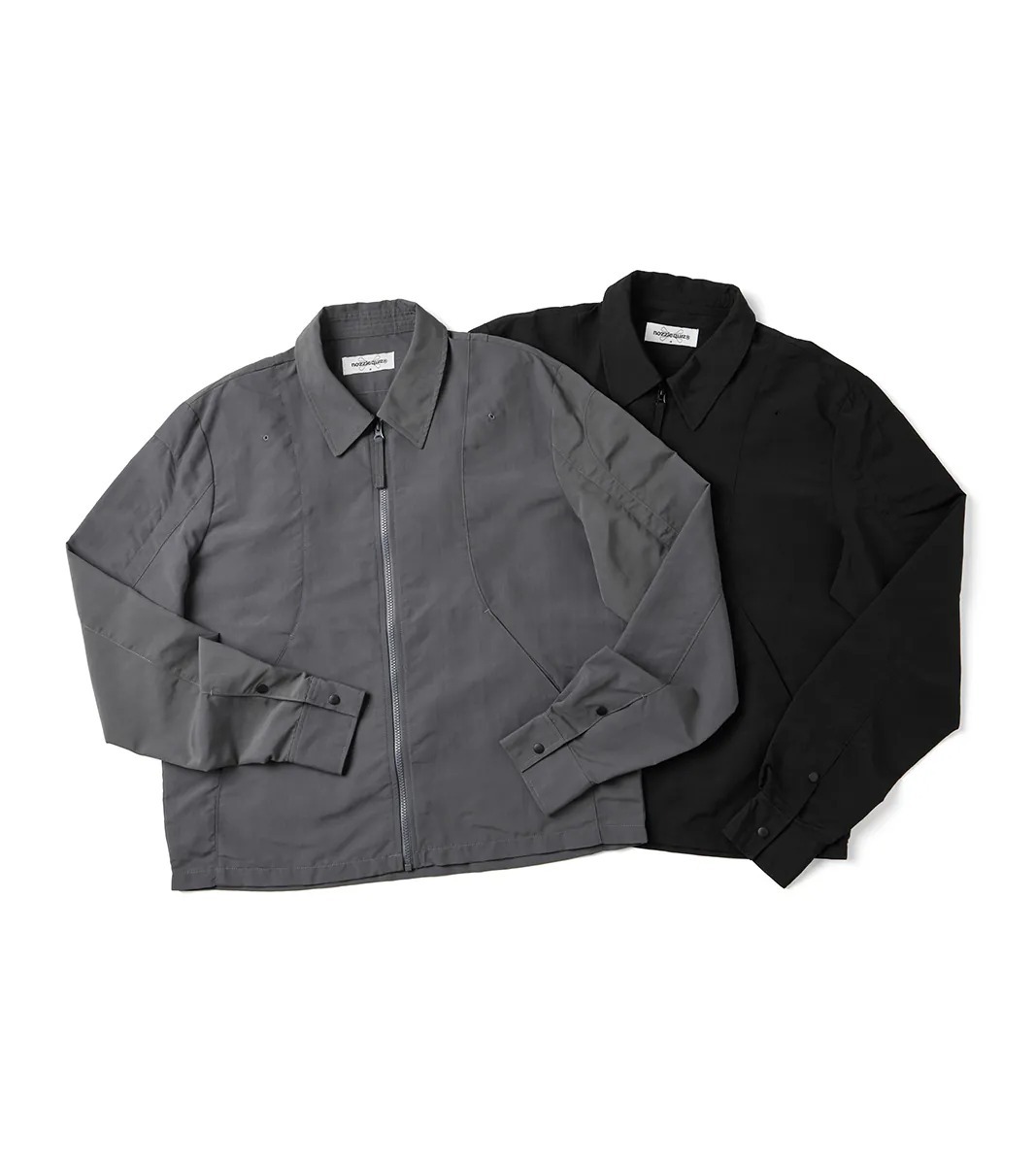 nozzle quiz® / Arc zip shirt - 黑色,鐵灰