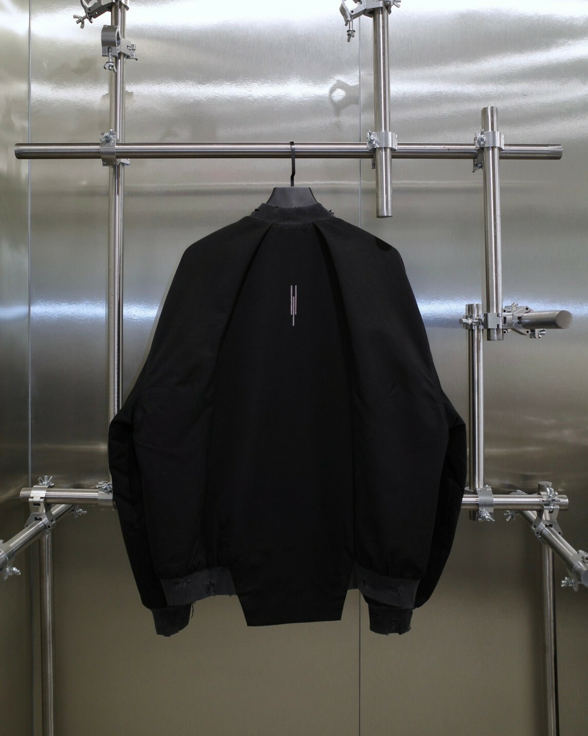 RE VER'S 刺繡Logo做舊破壞解構 短版飛行外套 / TRINITY  - WASHED BLACK  - 水洗黑