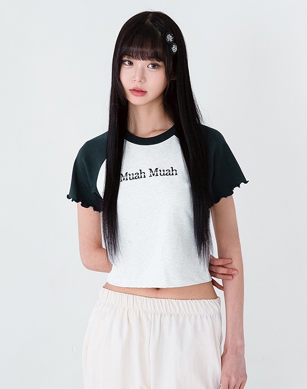 預訂｜MUAHMUAH STITCH RAGLAN FRILL HALF T-SHIRT