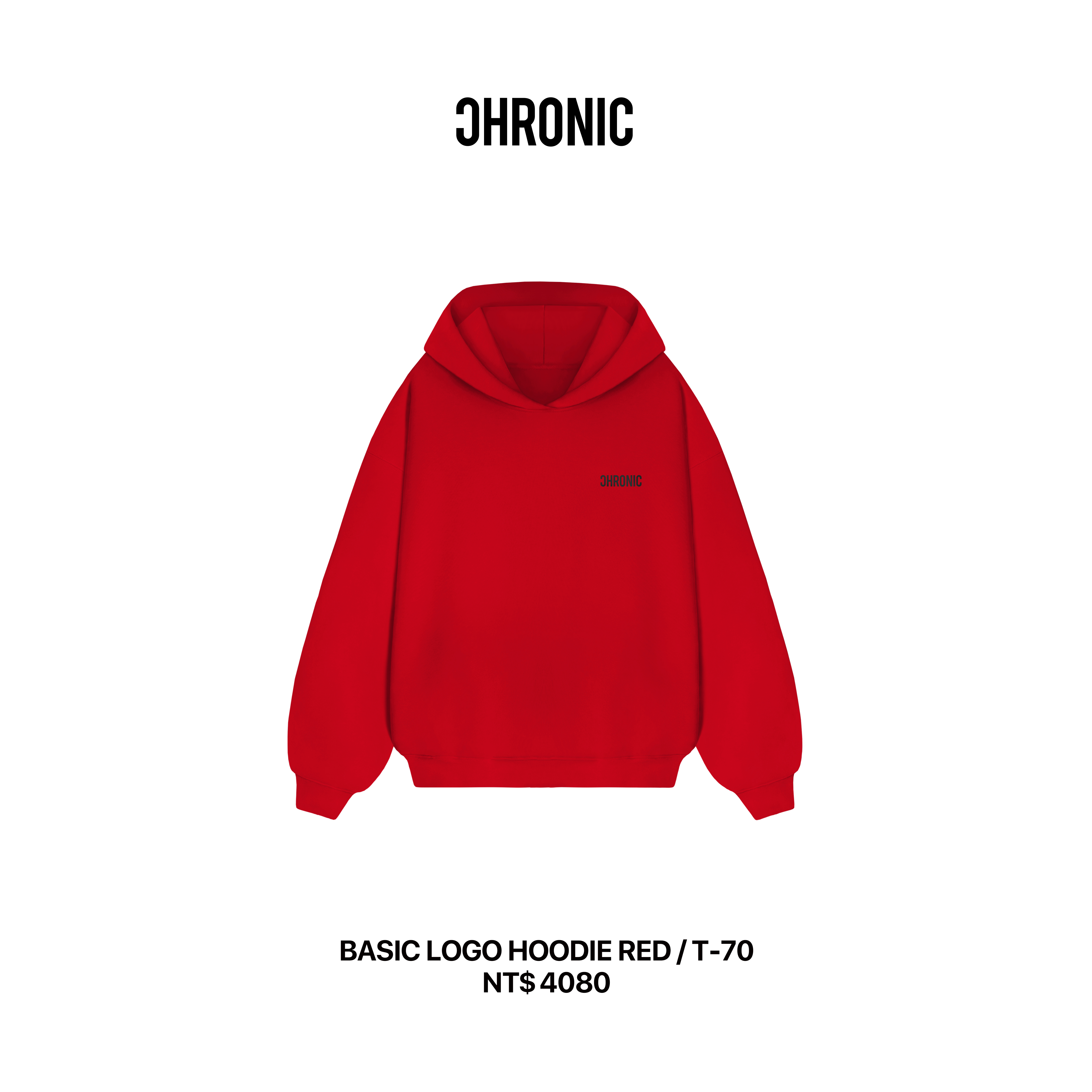BASIC LOGO HOODIE RED / T-70