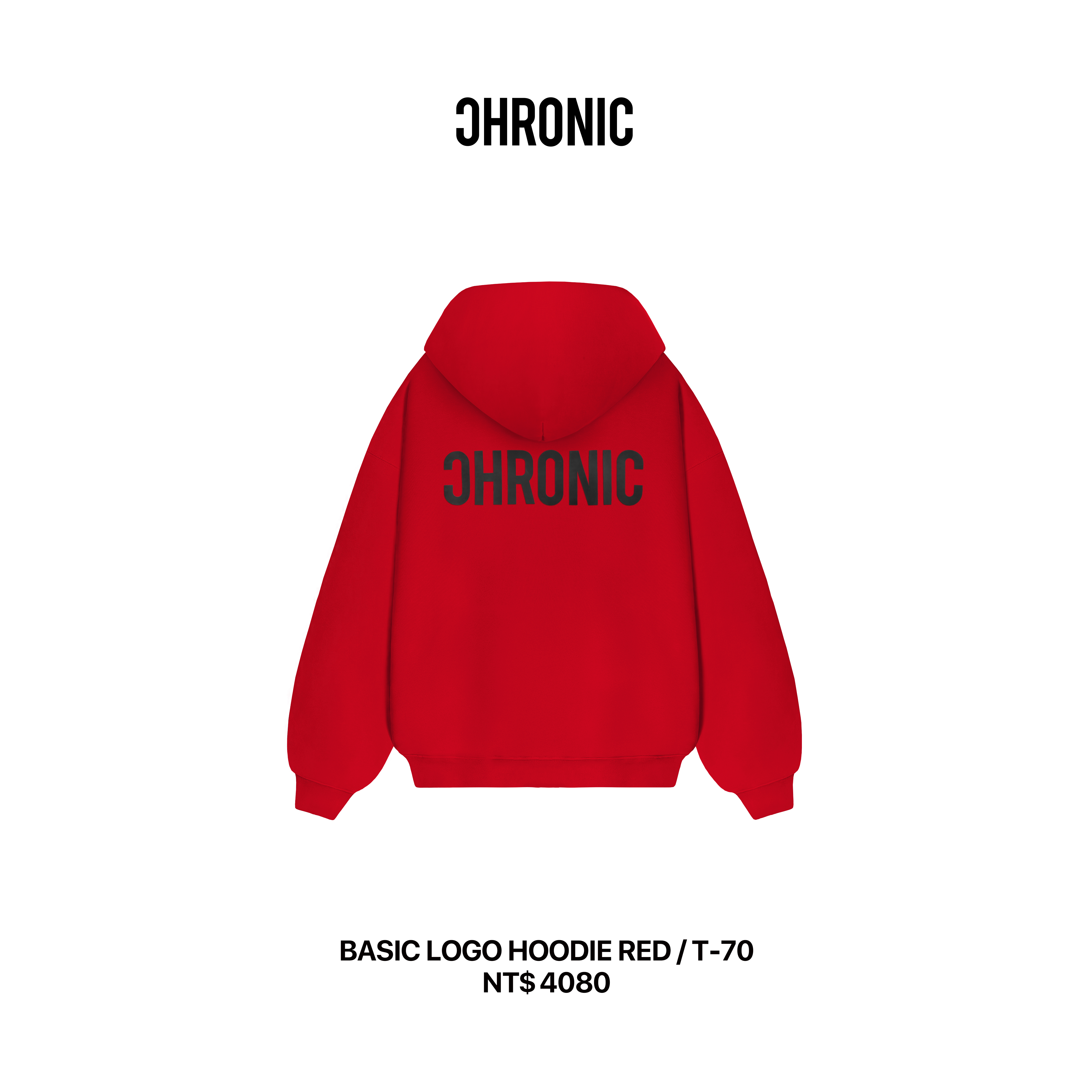 BASIC LOGO HOODIE RED / T-70