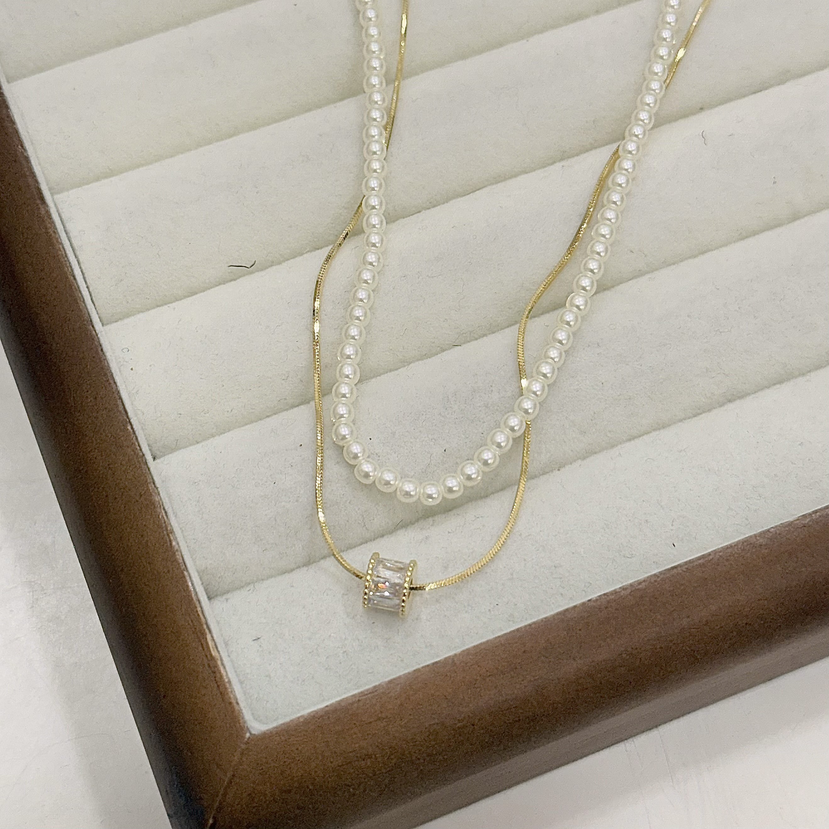 K20圓環珍珠雙層頸鏈