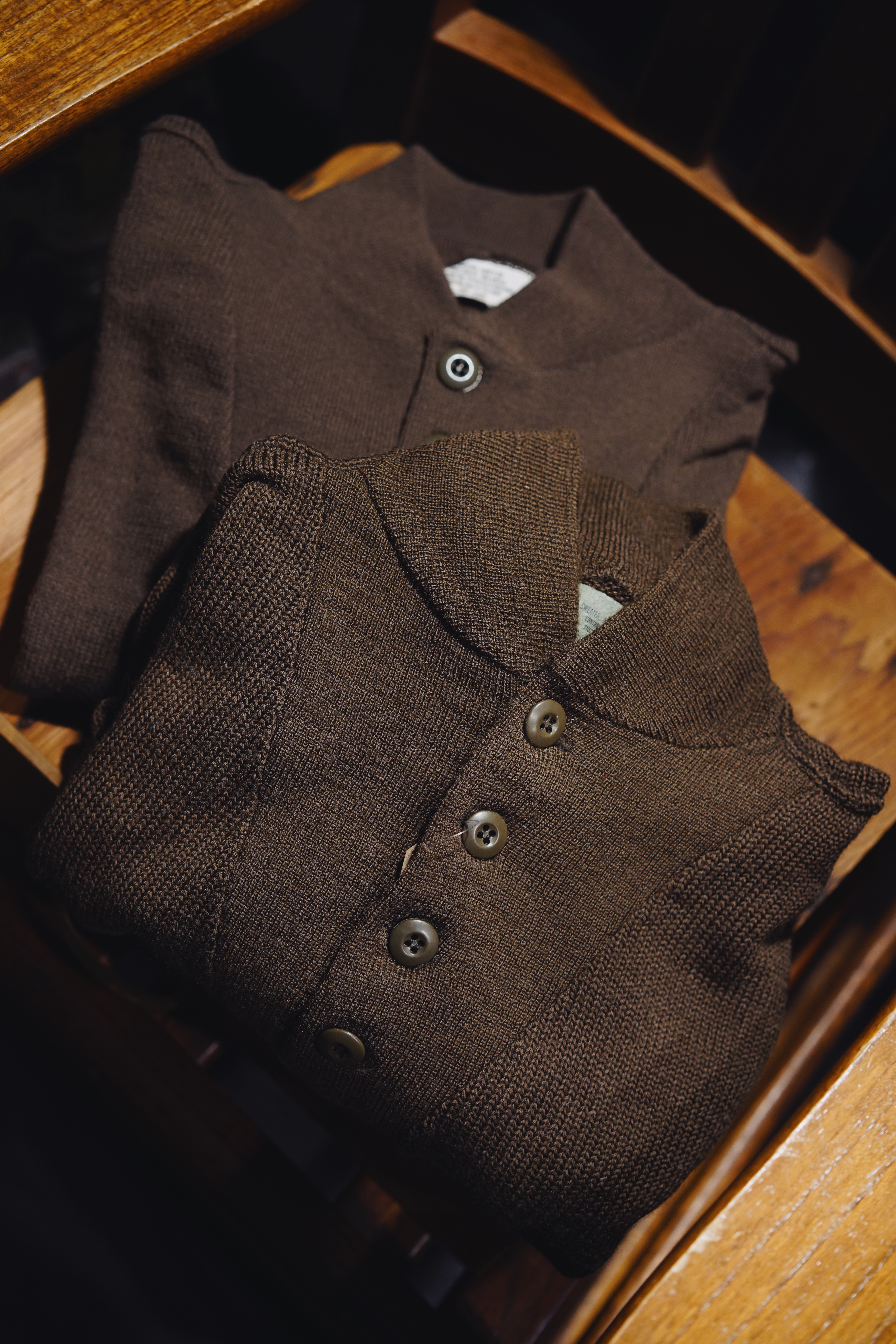 US Army Wool Sweater 古著美軍公發吉普車駕駛兵亨利領羊毛衣-L號