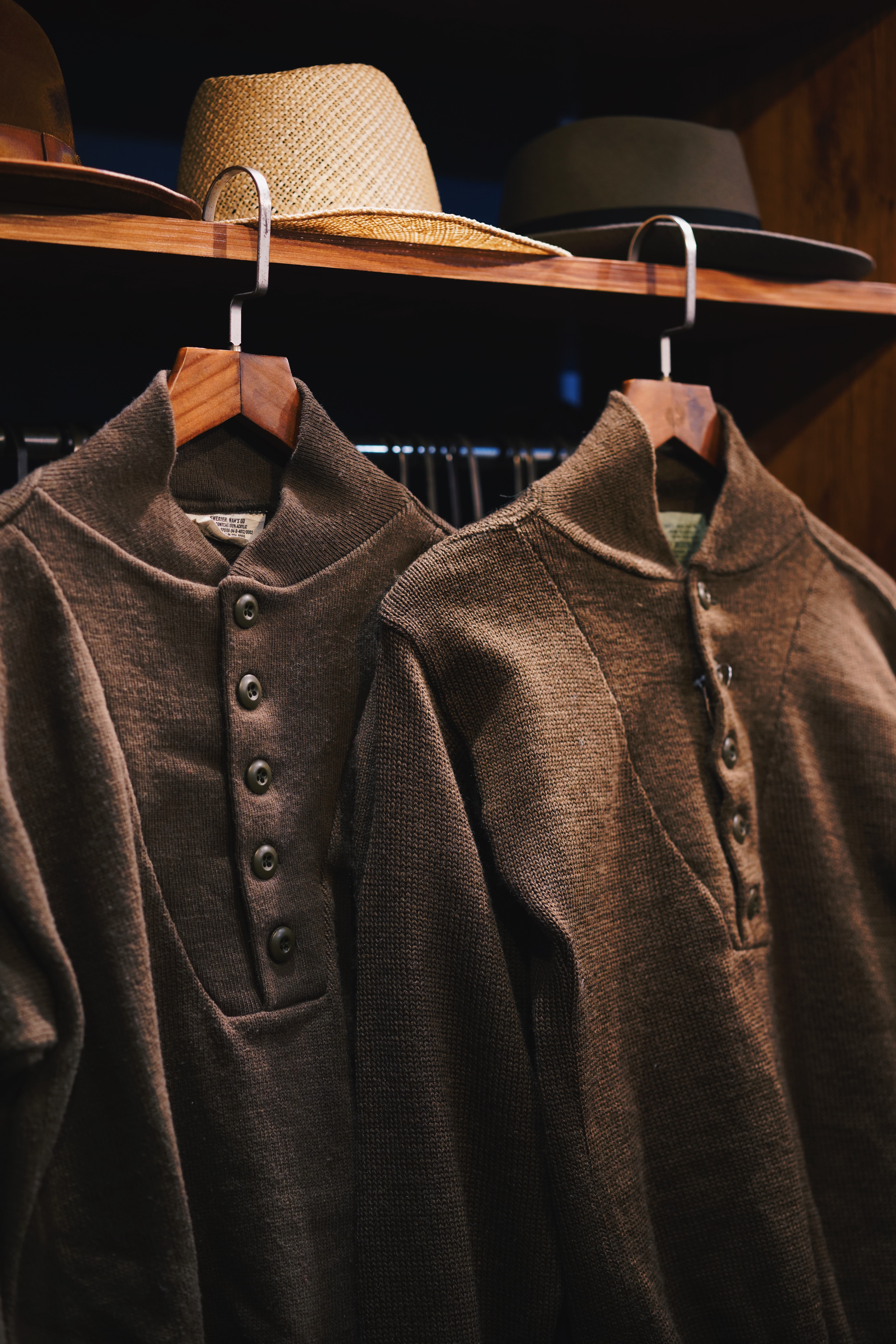 US Army Wool Sweater 古著美軍公發吉普車駕駛兵亨利領羊毛衣-L號