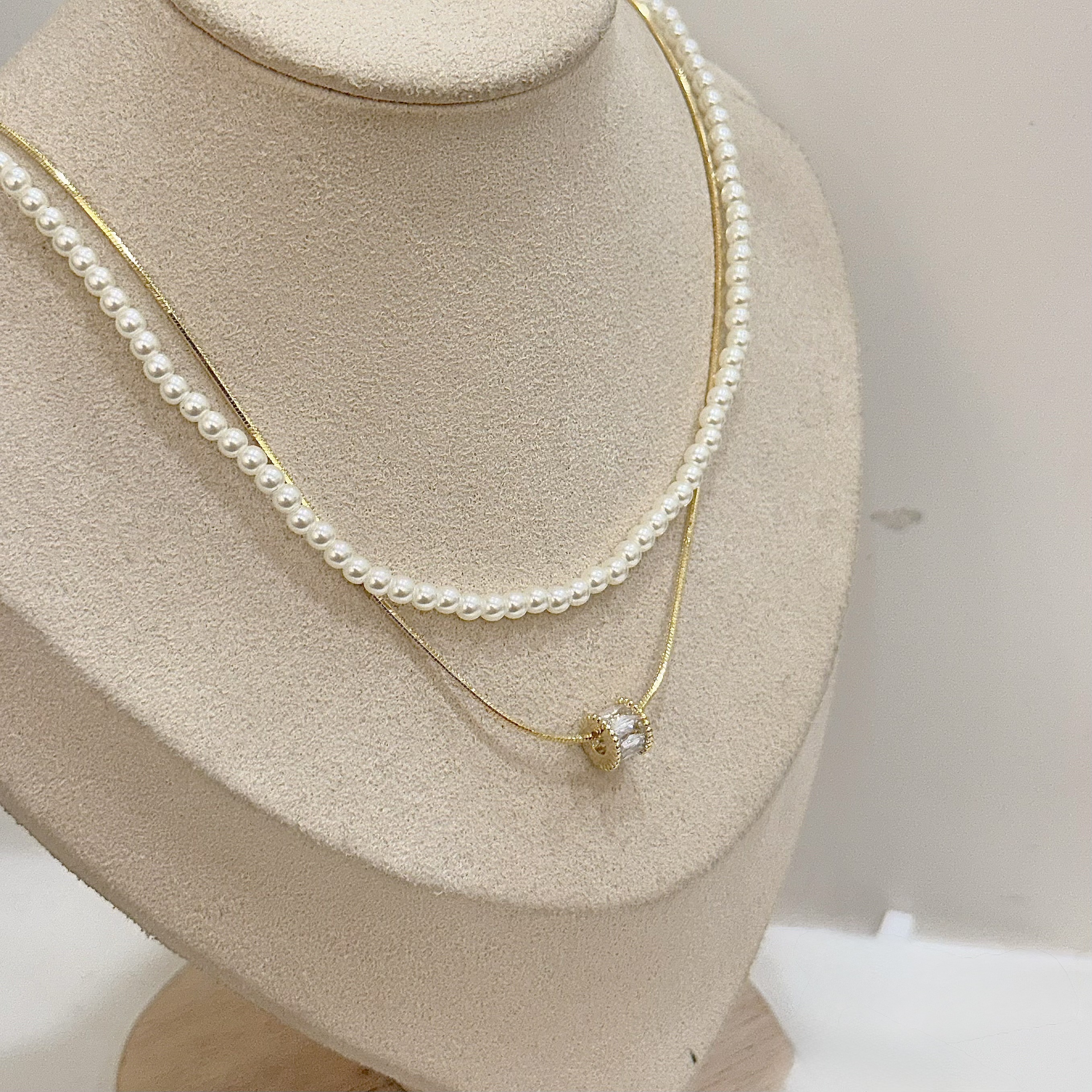 K20圓環珍珠雙層頸鏈