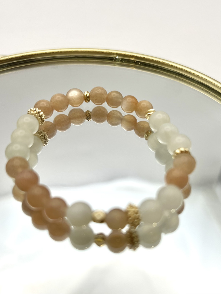 C050-橙月光x白月光手鍊6mm【現貨】