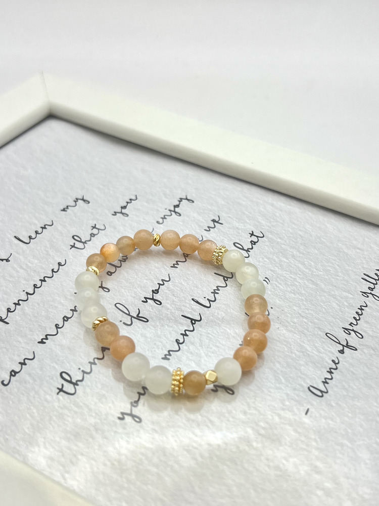 C050-橙月光x白月光手鍊6mm【現貨】