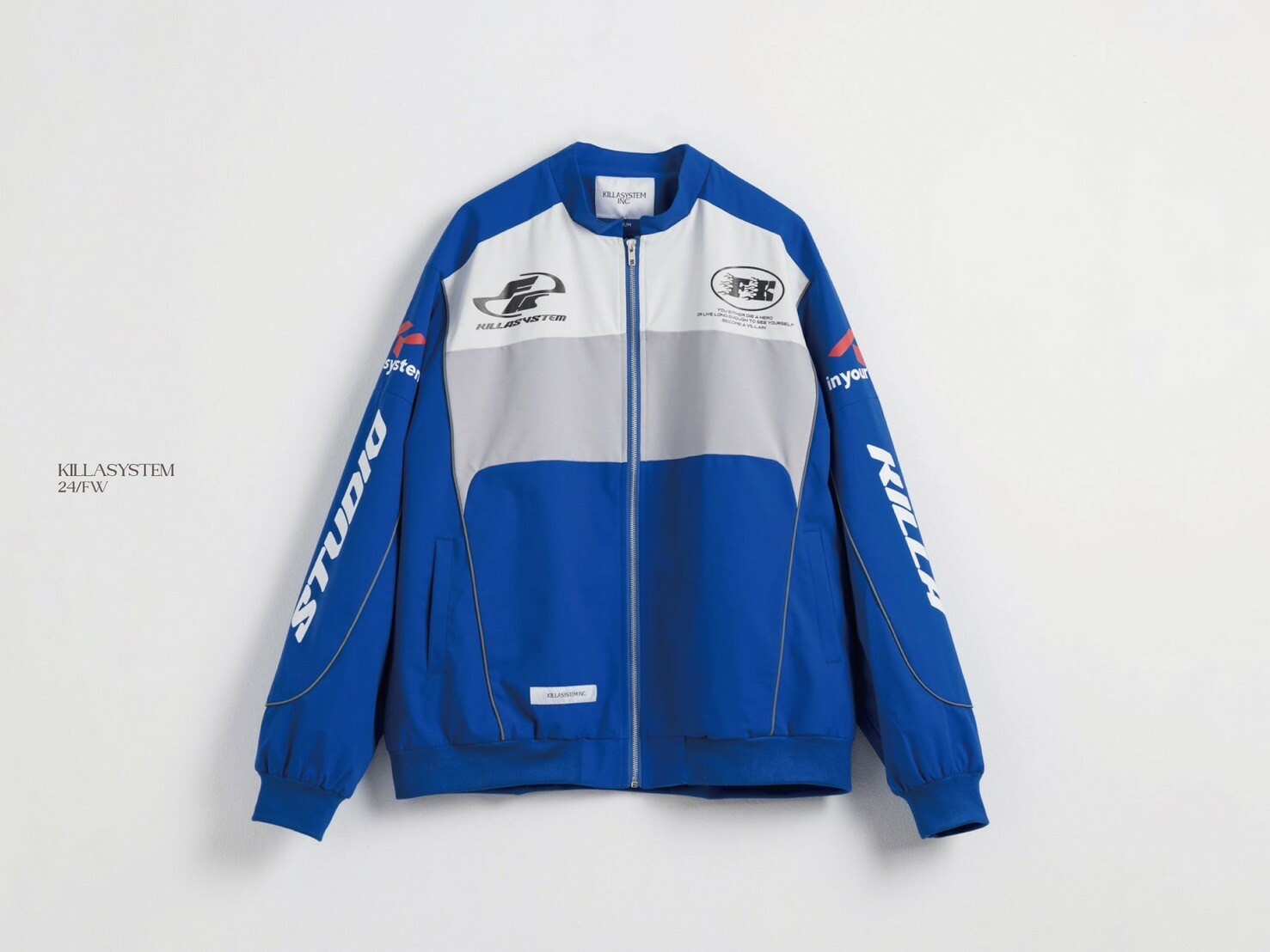 KILLASYSTEM 24F/W RACING TEAM NYLON JACKET (藍色) 短領外套 賽車風衣 防潑水 反光
