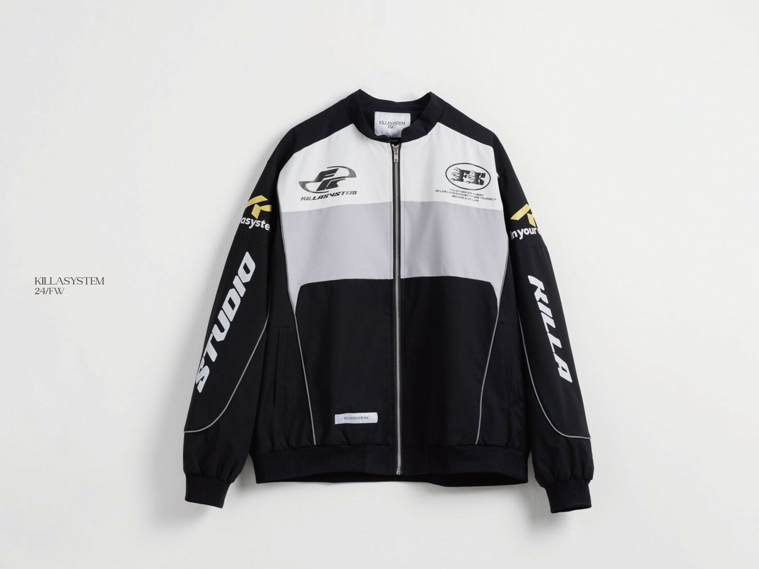 KILLASYSTEM 24F/W RACING TEAM NYLON JACKET (黑色) 短領外套 賽車風衣 防潑水 反光