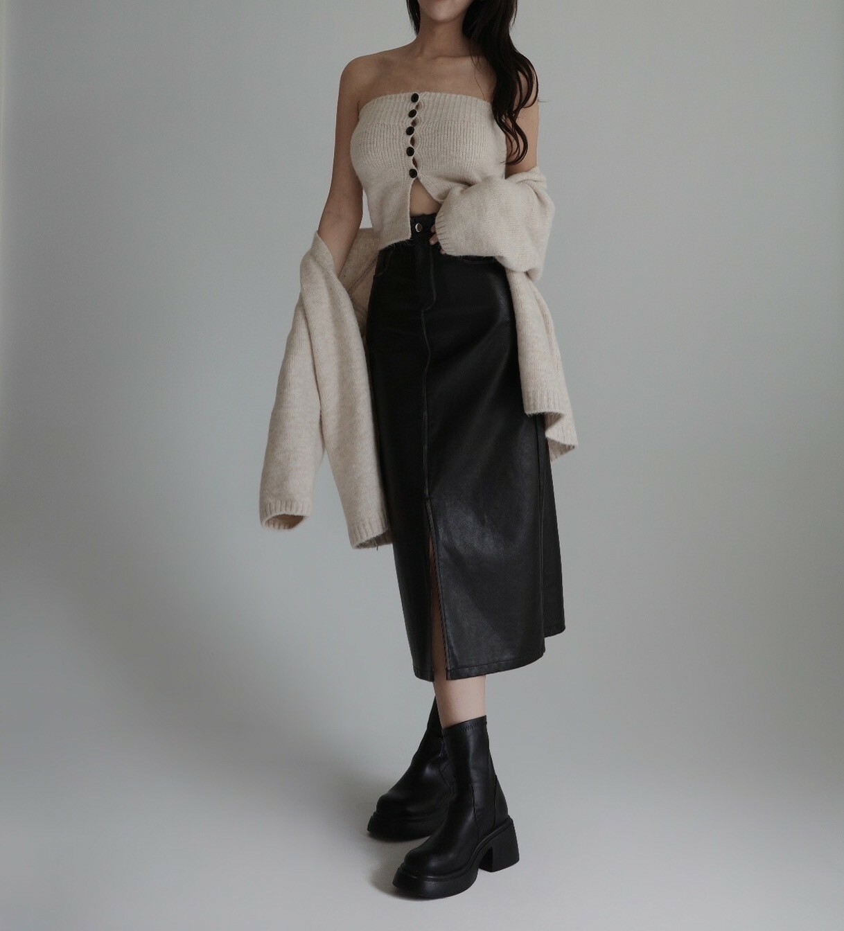 慵懶氣息針織兩件套組