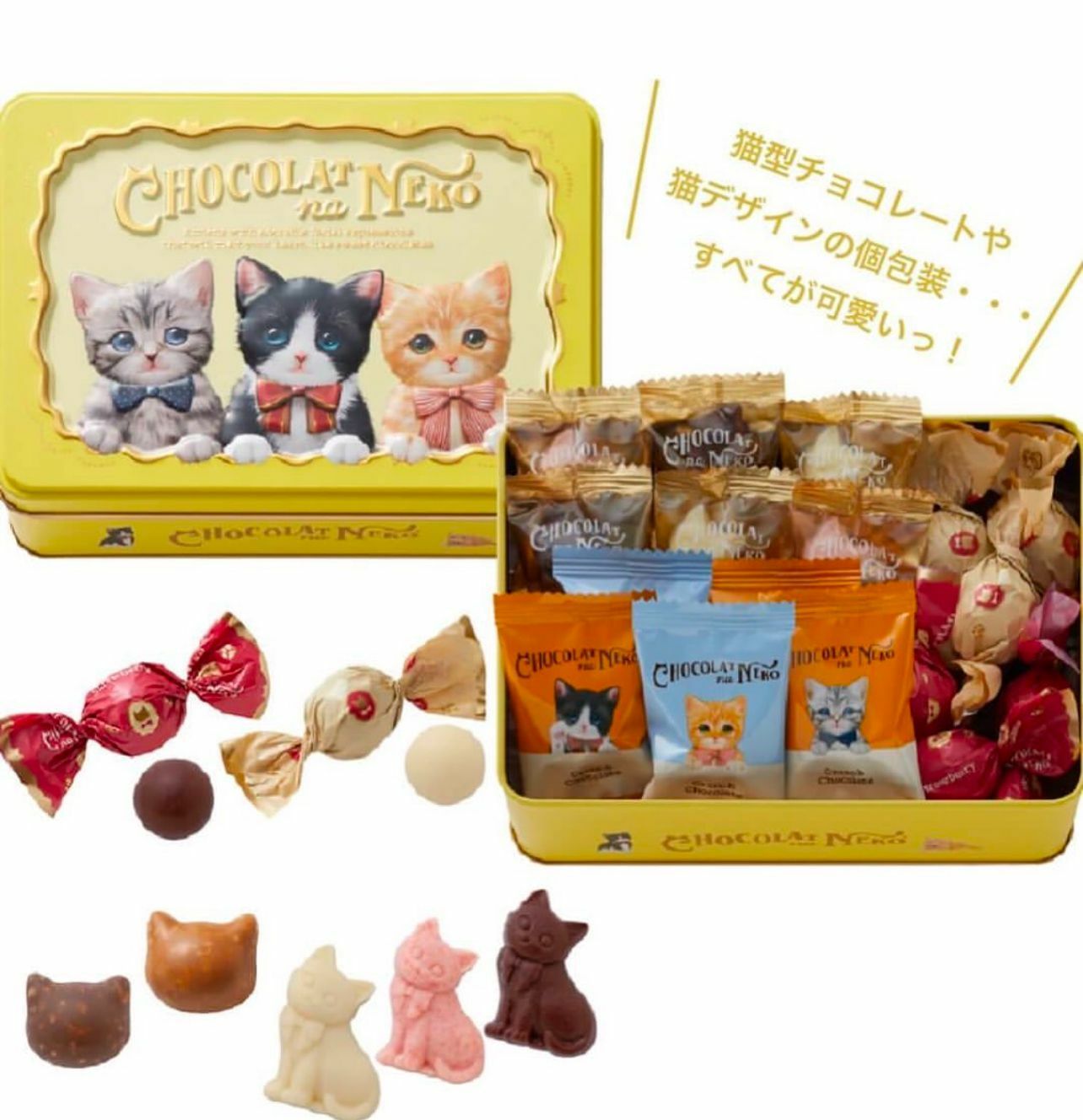 【日本預訂】 E0115102 CHOCOLAT na NEKO 情人節限定 雜錦三隻小貓朱古力
