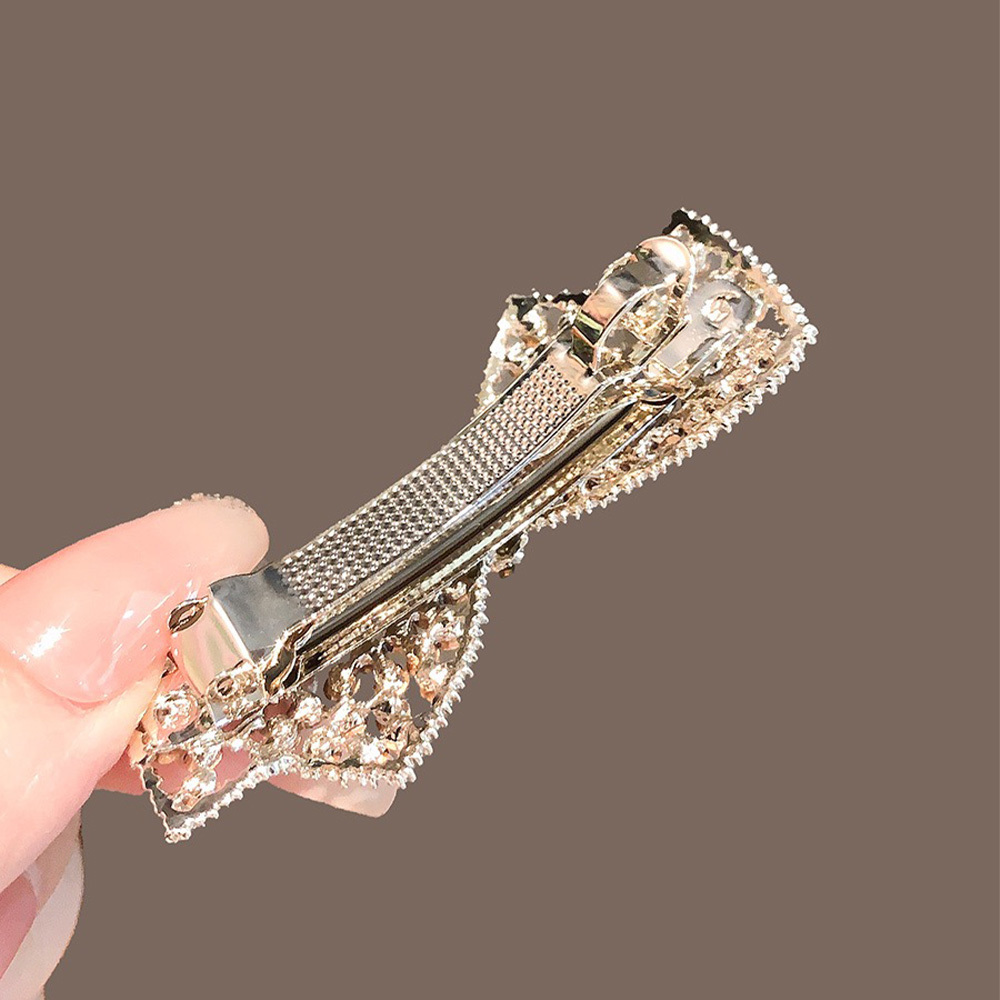 水鑽銀灰色蝴蝶結髮夾(特價)