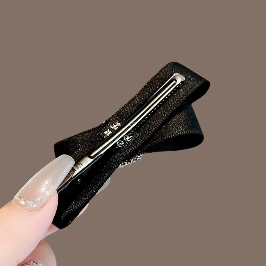 黑色氣質名媛風蝴蝶結髮夾(特價)